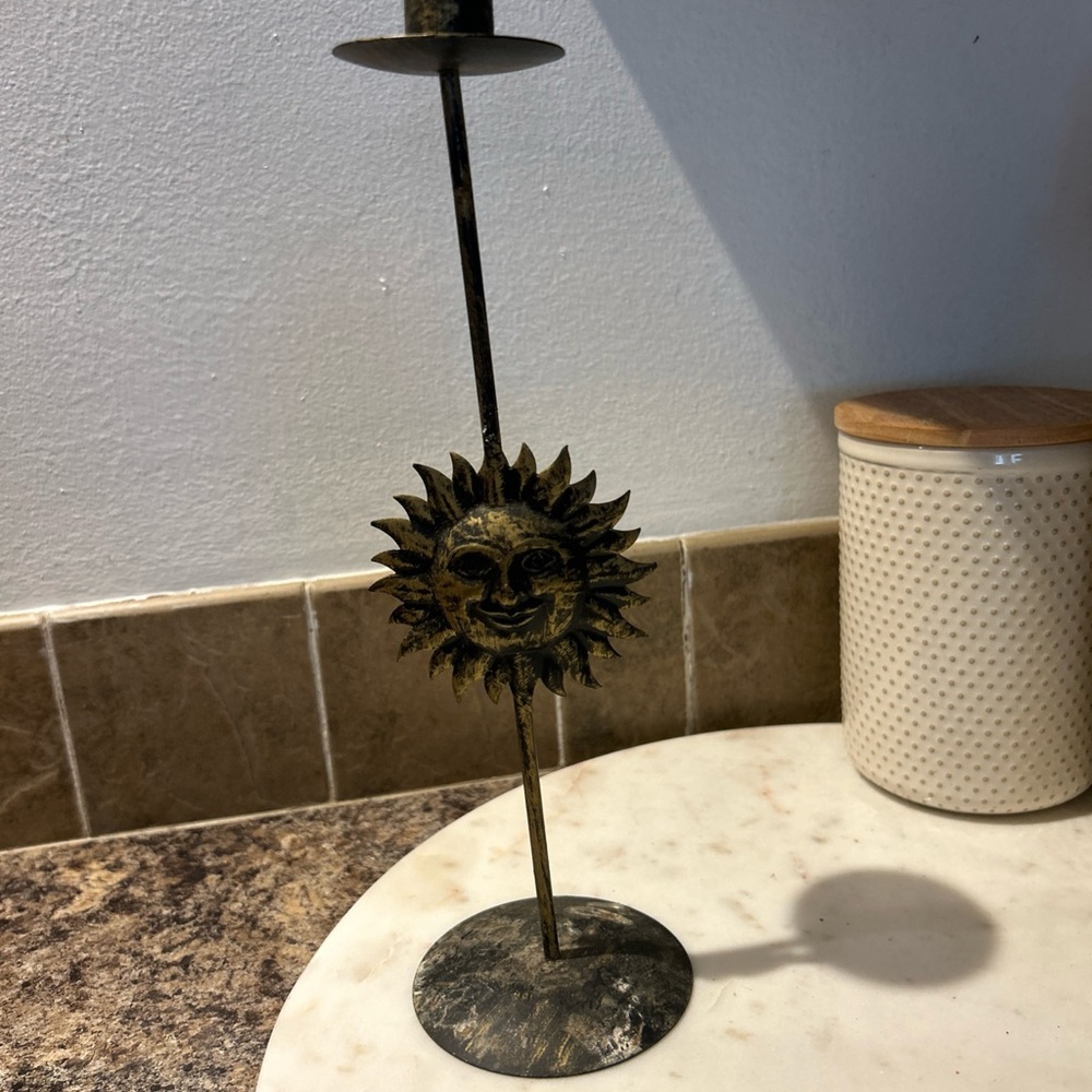 Sun Face Metal Candle Holder